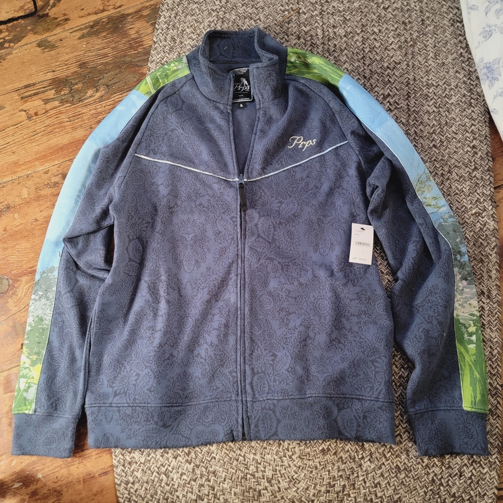 Prps PRPS Mens Indigo Paisley Damask Track Jacket Sz Large Nwt E109S48 Japanese